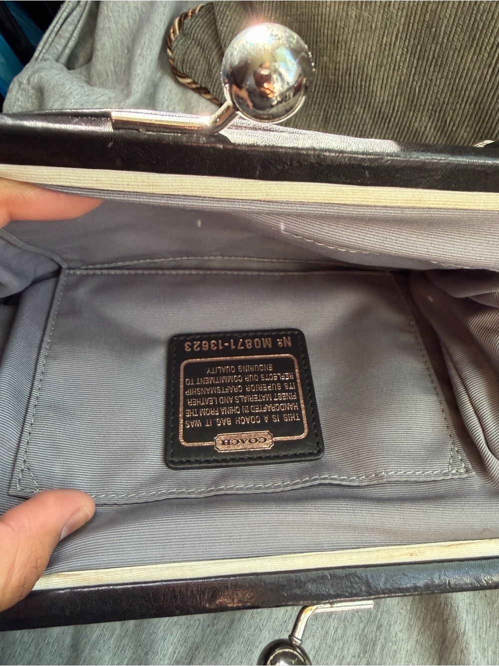 Coach Black and Gray Signature Canvas Chain-Handle Shoulder Bag - Picture 4 of 6